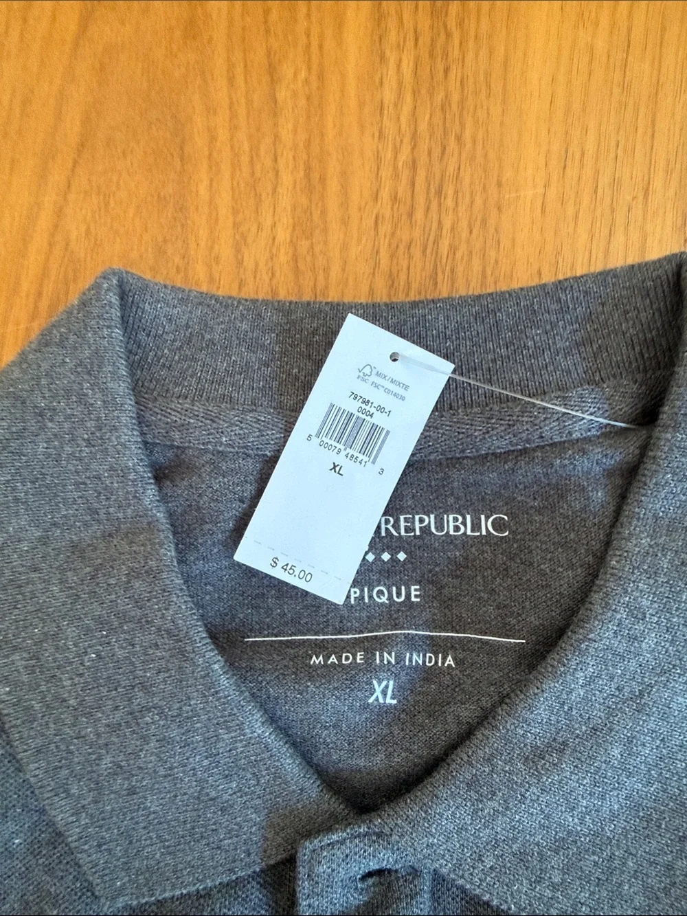 Banana Republic Gray Pique Polo Shirt